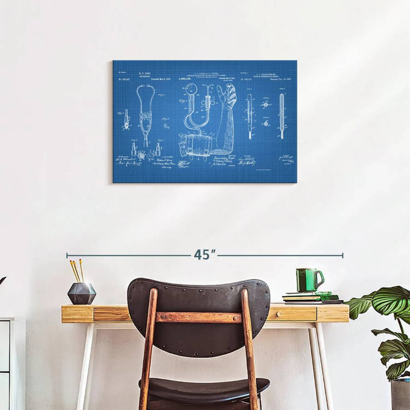 «Médical équipements médicaux», brevet bleu sur toile, H 20 po x l 30 po x P 1,25 po