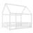 Full Size Floor Wooden Bed With House Roof Frame, Extra-High Safety Guardrails-1047034814-1047034815