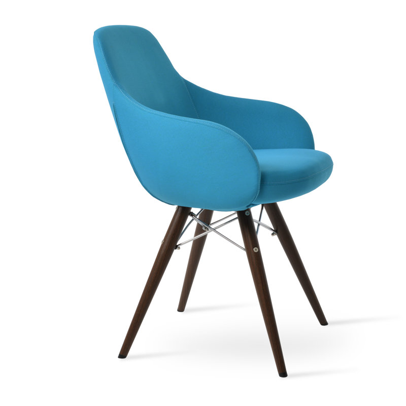 Chaise de salle à manger Gazel Arm Mw, Noyer, Bleu ciel