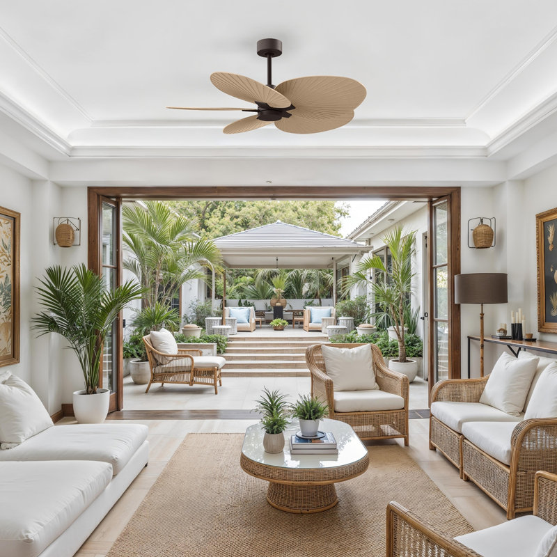 Alessandra - Five Blade Ceiling Fan, Textured Bronze, Light Maple Tone