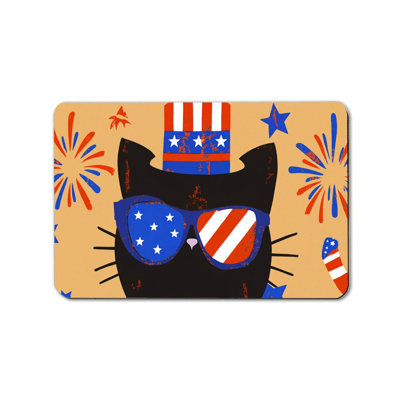 Tapis d'entrée noir patriotique 24 po x 36 po Black Cat