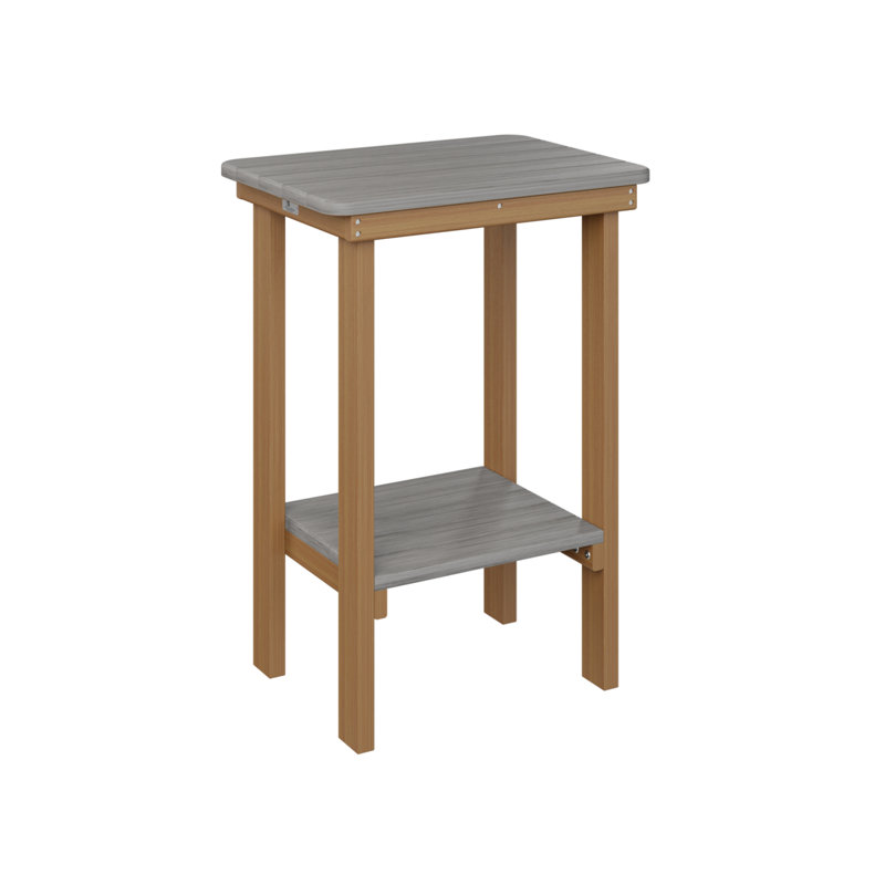 Berlin Gardens Rectangular End Counter Table, Driftwood Gray, Natural Teak