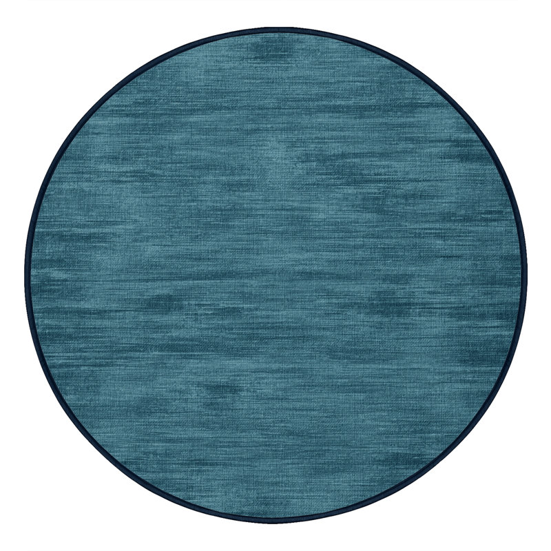 Machine Washable Solid Gray Area Rug, Round 7'