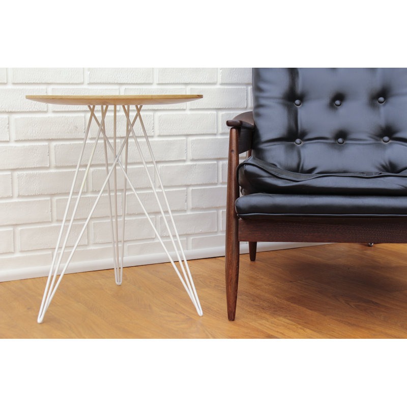 Hudson Solid Wood Top End Table, Maple, White