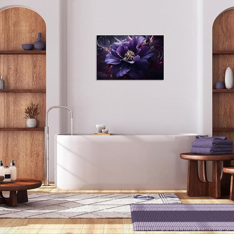 1 Panel Purple Picture Wall Art Purple Canvas Wall Art Flower Pictures Abstract Flower Print on Canvas Flowers Art for Bedroom Home Decor Living Room Stretched and Framed 12x18 inch