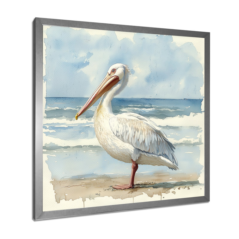 Ayreana Pelican Guardian Of The Shore I - héron, art mural grand, H 16 po x l 16 po, Reproduction encadrée d'une seule photo