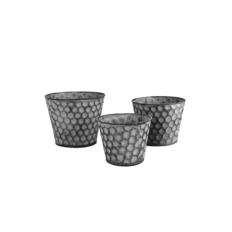 Ensemble de pots à fleurs en zinc 3 pièces Aarzoo