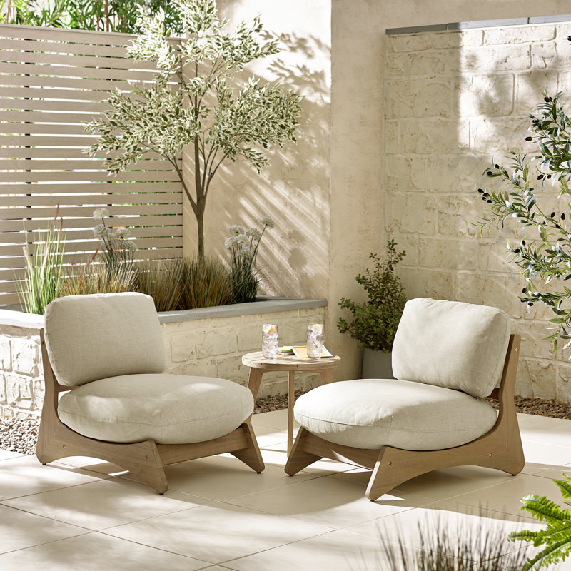 Pottsville Indoor/Outdoor Garden Lounge Set x2 Chairs & Side Table - Modern for Stylish Garden Patio