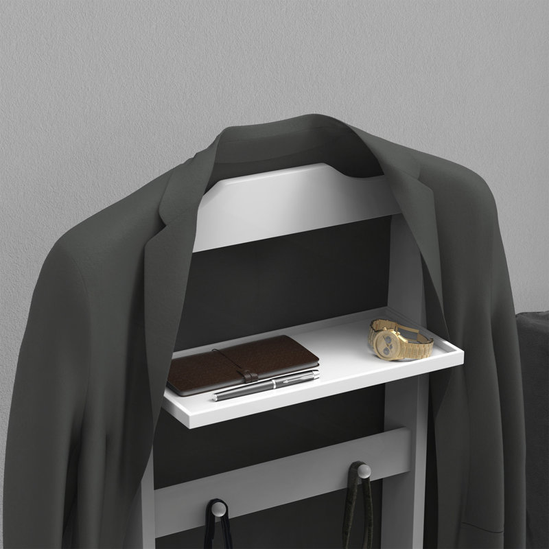 Support à vêtements portable Accent, porte-vêtements avec organisateur de rangement, finition blanche, Blanc