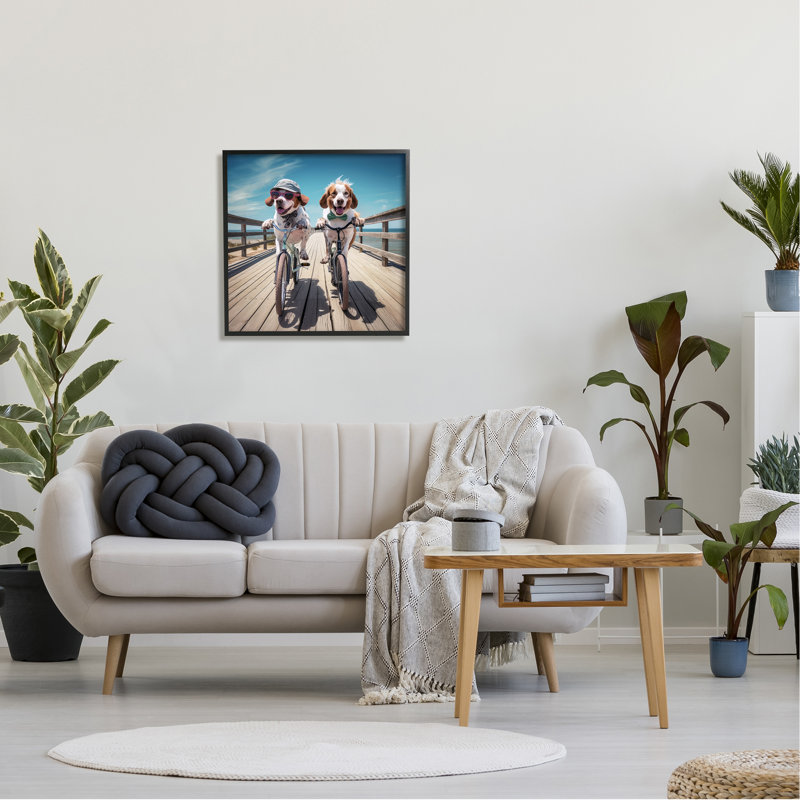 Az-196-encadré Coastal Bicycle Dogs par Ray Powers, H 24 po x l 24 po x P 1,5 po, Giclée encadrée noir minuit