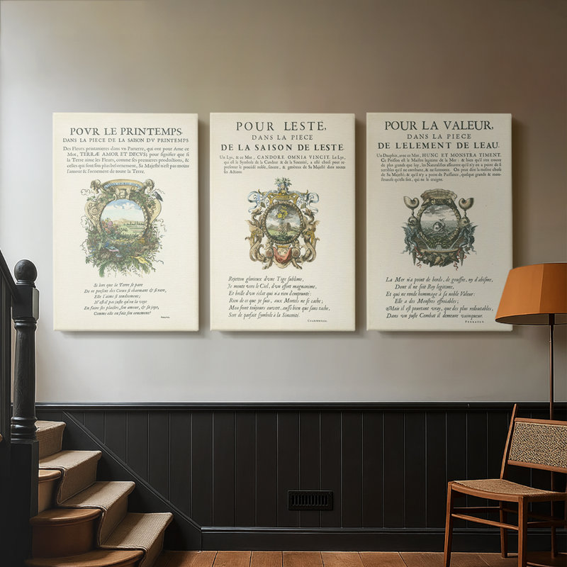 Ex-libris imprimé V - toile tendue sur mesure - 3 pièces, H 12 po x l 24 po