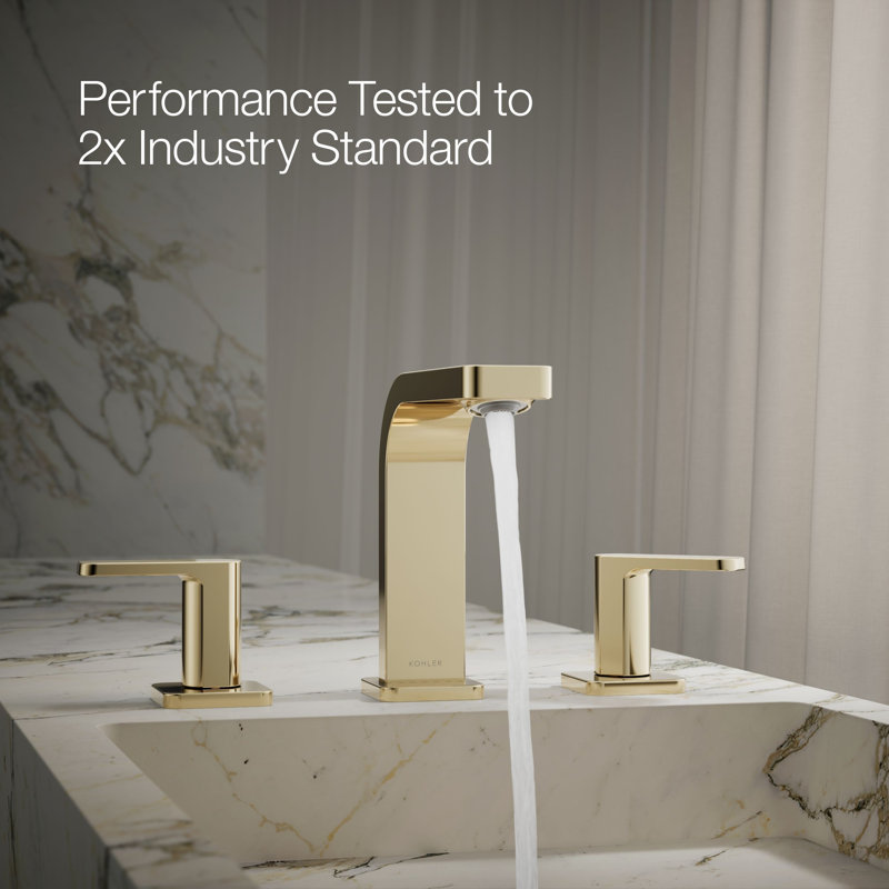 Parallel™Widespread Bathroom Faucet, 3-Hole Two Lever Handle Bathroom Sink Faucet, 1.2 GPM, Vibrant French Gold, 1.2 GPM