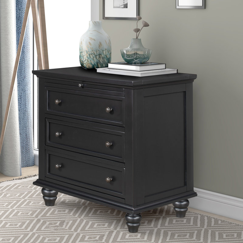  3-Drawer Storage Wood Cabinet, End Table with Pull Out Tray, Ideal for Living Rooms or Bedrooms, Offering Compact and Practical Storage Solutions