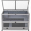 Cage à hamster gris, enceinte en bois avec tunnels, plateau amovible, roulettes, façade et plateau ouverts, conçu pour une cage de bien-être en gris