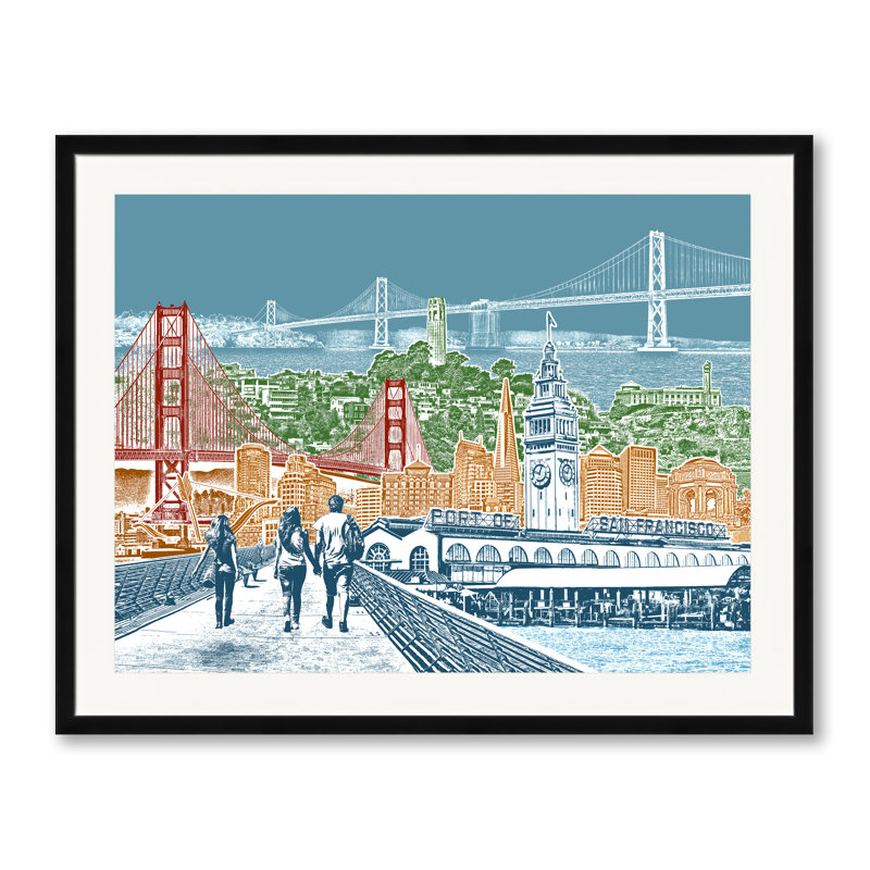 San Francisco Bay View Print by Beth Kerschen, Black Framed Paper, 25.25" H x 31.25" W