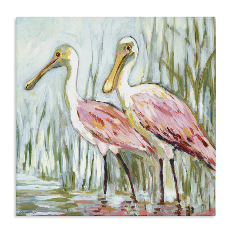«Spoonbill Birds pair», art mural par Susan Winget, H 17 po x l 17 po
