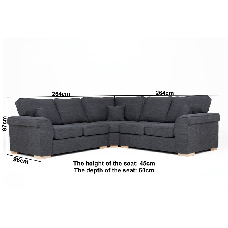 Picadilly Corner Sofa, Black, Symmetrical