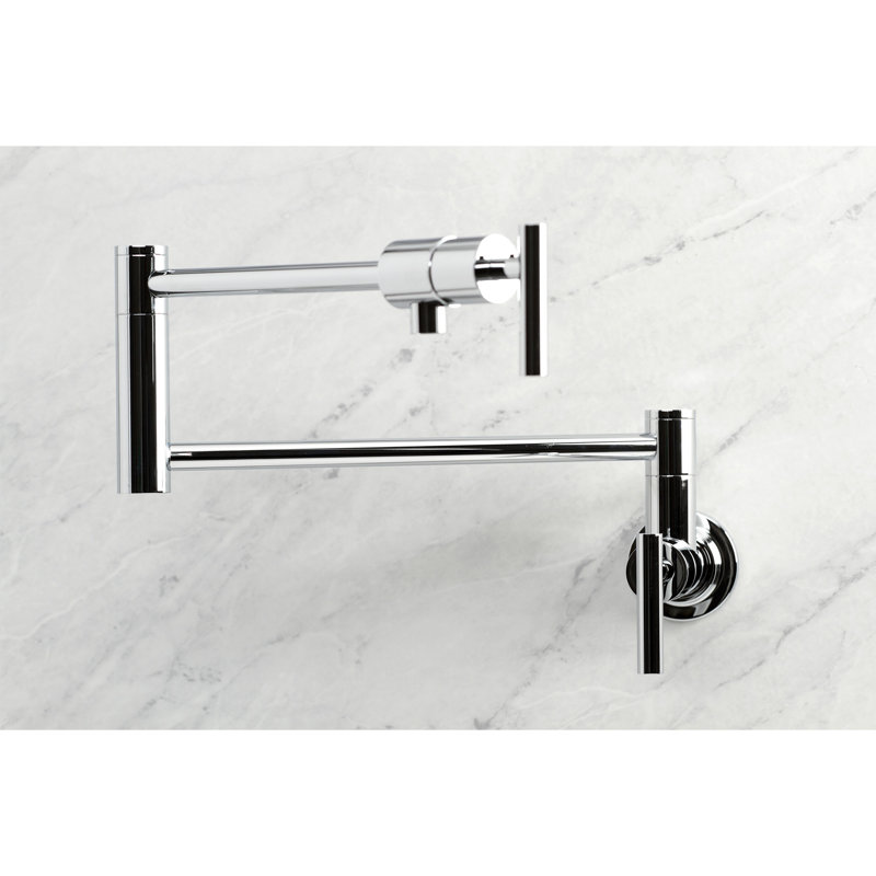 Kingston Brass Manhattan Two-Handle 1-Hole Wall Mount Pot Filler Faucet, Polished Chrome