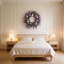 Couronne de lavande artificielle pour porte d'entrée - 20 po printemps fleurs sauvages - décoration maison et porche - décorations mauves