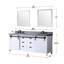 Meuble-lavabo double blanc 80 po L, comptoir en quartz gris, robinet, 30 miroirs l avec