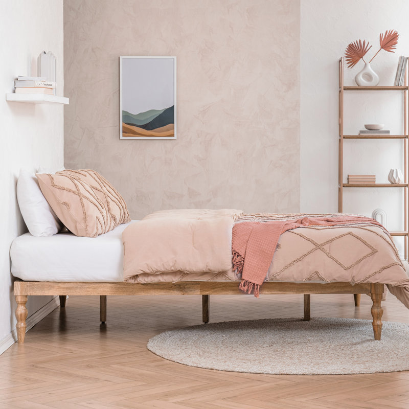Barroso Solid Wood King Platform Bed in Natural, King, Natural