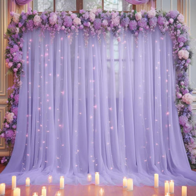 2Pcs 10ft x 10ft(2 Panels 5*10ft) Hexagon Background Screen Window Screen Mesh Wedding Photo Background Cloth Valance Gauze Wedding Party Background Curtain Wrinkle-free Photo Curtain Background Curtain Fabric Decoration Curtain Gauze