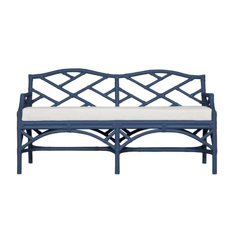 Chippendale Upholstered Bench, Navy