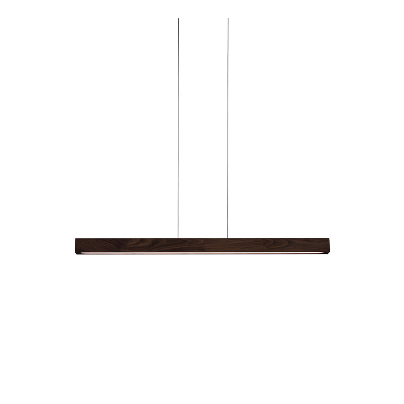 Una 3 - Light LED Kitchen Island Pendant - Uplight and Downlight, 3500K, Dark Stained Walnut, 2.75" H x 48" W x 2" D