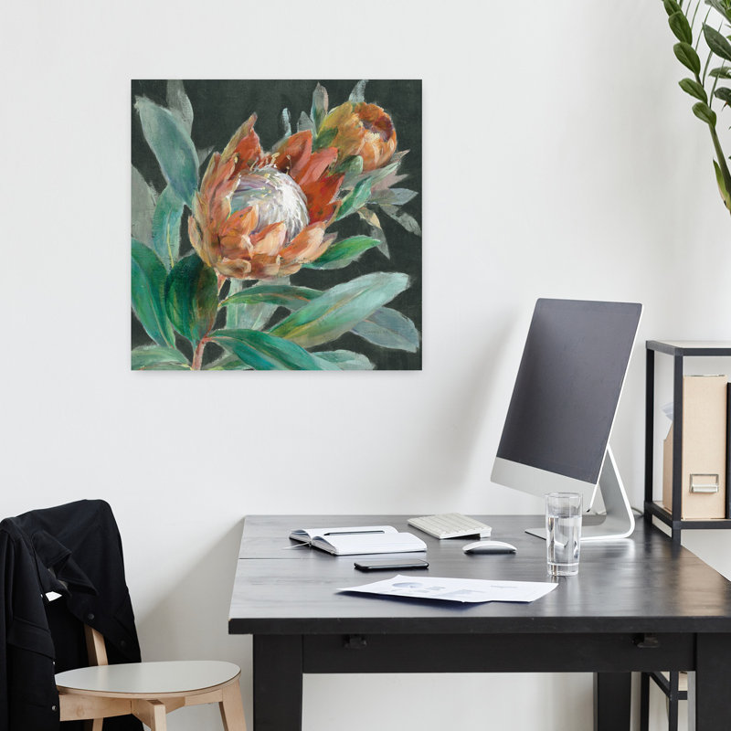 Protea tropicale profonde, art floral tropical, H 18 po x l 18 po