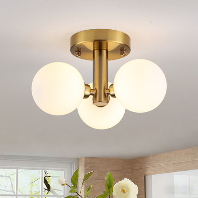 Plafonnier semi-encastré 3 lumières en verre