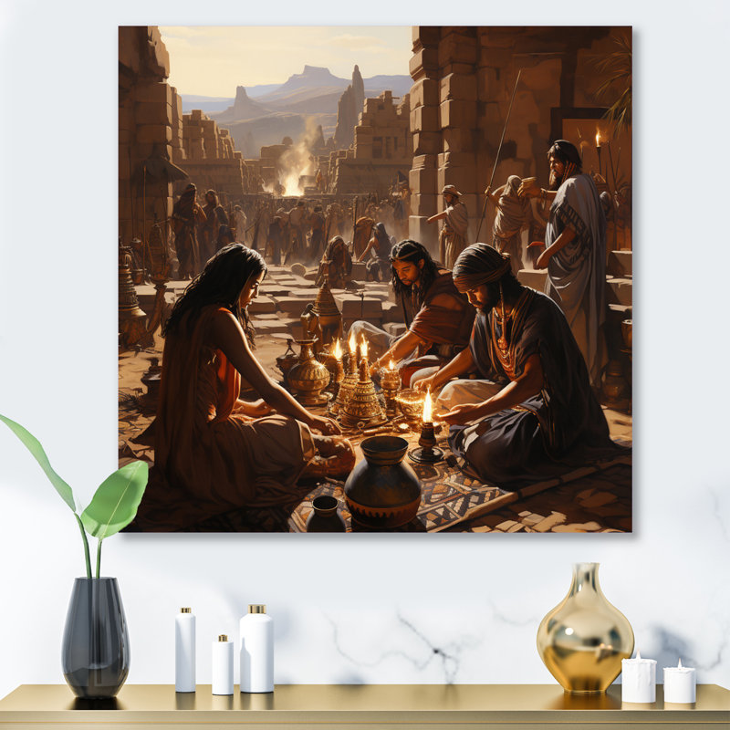 Égypte, anciens rituels égyptiens II - reproduction d'art sur métal sans cadre, H 16 po x l 16 po x P 1 po
