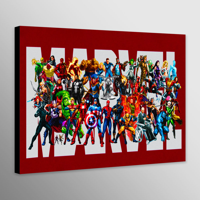 New Superheroes Logo Characters Illustration - Wrapped Canvas Rectangle Graphic Art on Canvas, 41cm H x 61cm W x 4cm D