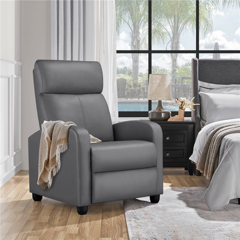 Manual Glider Recliner Armchair  with 3 Relaxation Modes, Grey