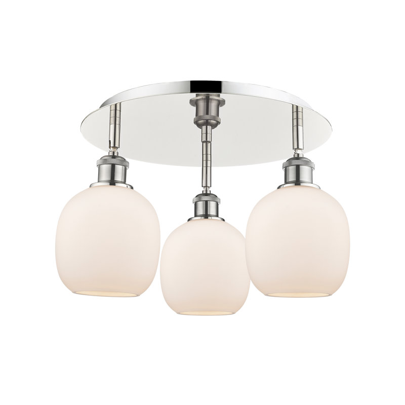 Plafonnier semi-encastré en verre Alve, Nickel poli, Blanc mat
