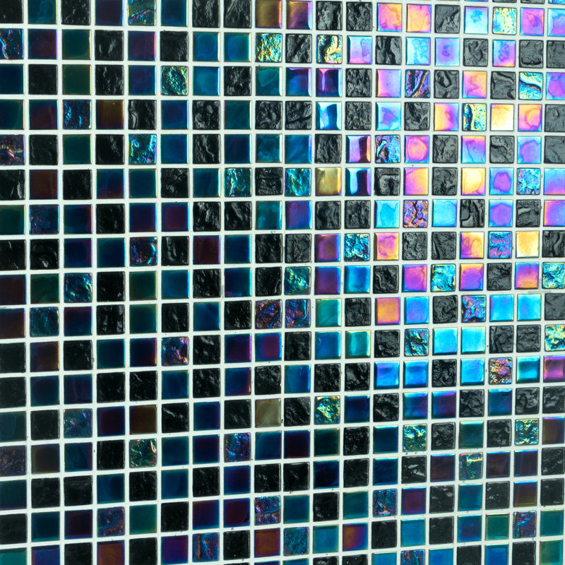 1" x 1" Glass Mosaic Sheet Tile, Midnight Lagoon