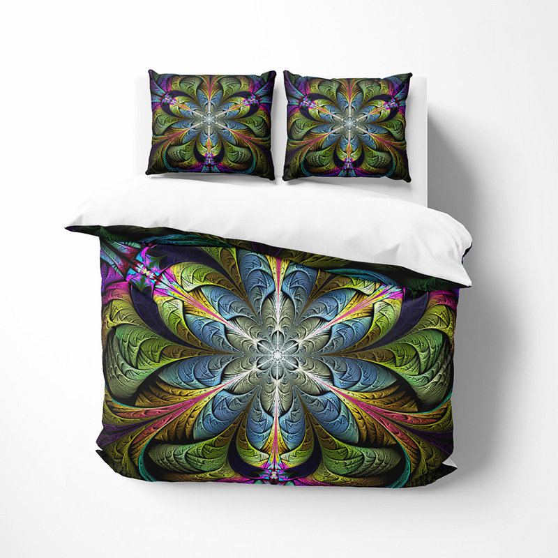 Ensemble de housse de couette et insert vert en microfibre 3 pièces, Housse de couette de grande taille + 2 taies d'ore