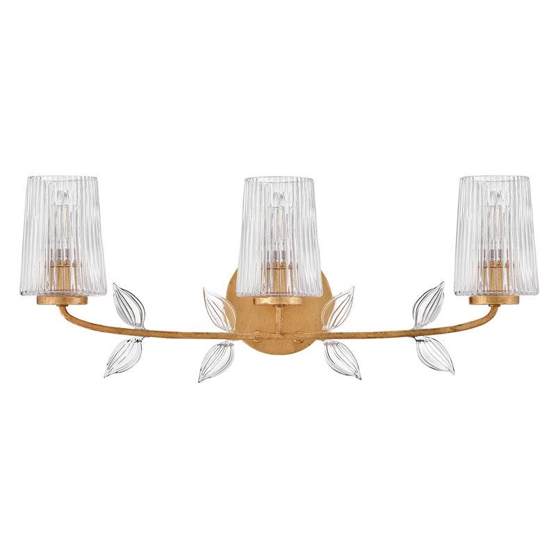 Romantic Three Light Ribbed Glass Vanity Light
