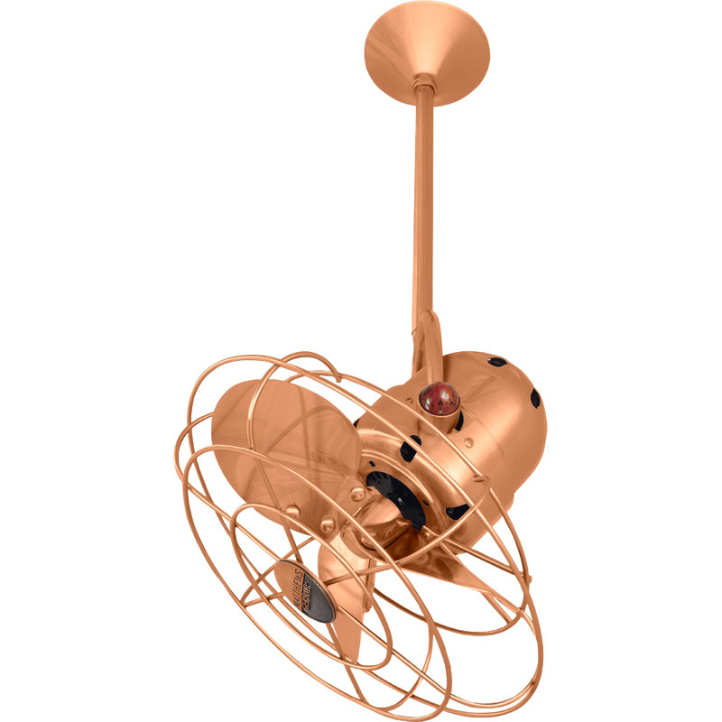 Ventilateur de plafond 3 pales 16 "avec commande murale, Cuivre brossé, Tige de 10 po, Métal métal