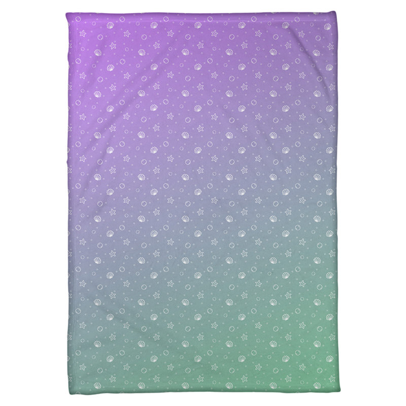 Couverture Katelyn Elizabeth Seashell, l 62,5 po x L 82,5 po, Mauve / Vert
