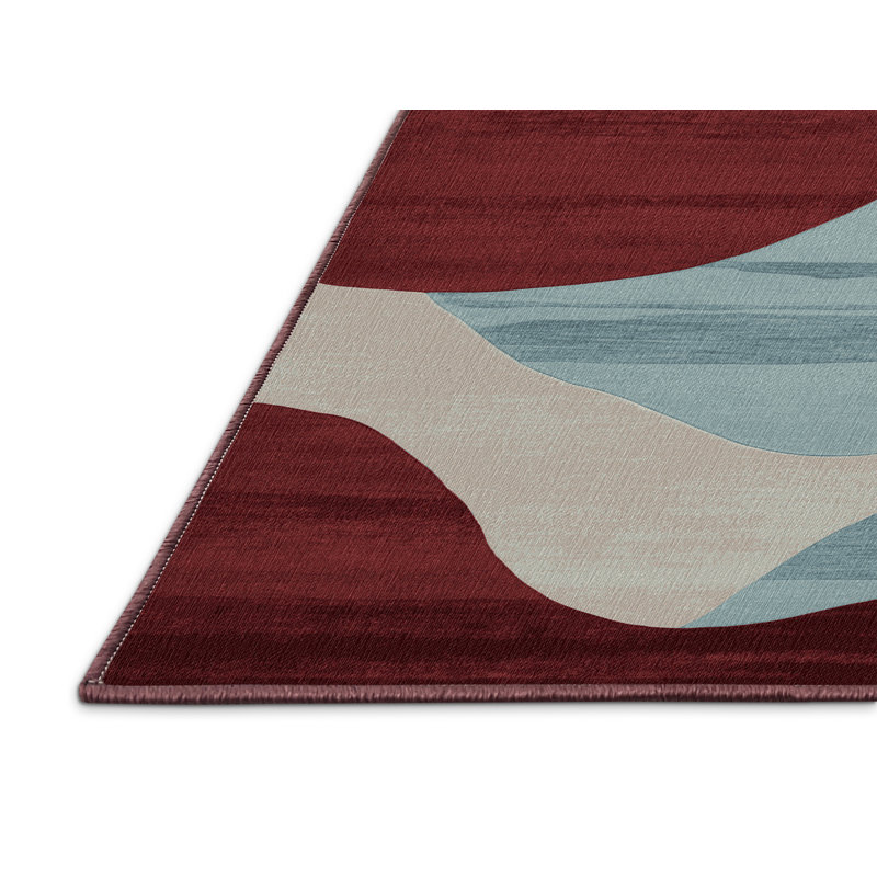 Tapis rouge aquarelle lavable à la machine, Rectangulaire 2 pi x 3 pi