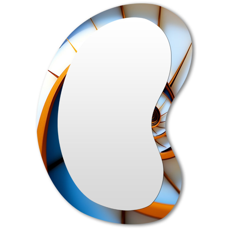 Heriest Stairway Infinity - Spiral Unique Shape Unique Wall Mirror, Modern Asymmetrical Mirror, Printed Metal Art, 31" x 22"