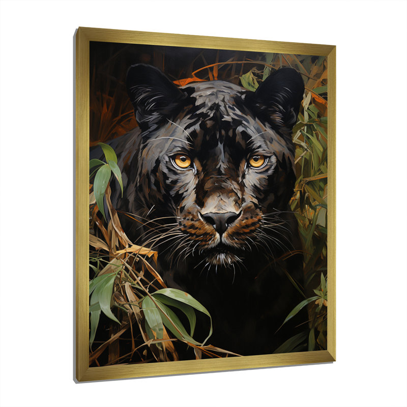 «Green Panther», impression impressionniste sur toile, H 40 po x l 30 po x P 1,5 po, Encadrement doré