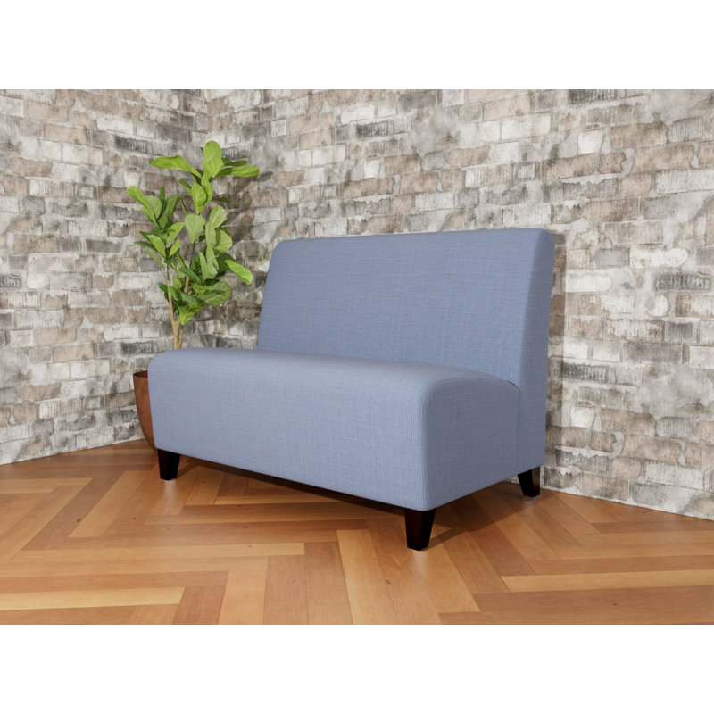 Causeuse sans accoudoirs Ravenna, Bois noir, Chambray bleu marine clair