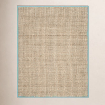 Natural Teal Bamboo Seagrass Rug