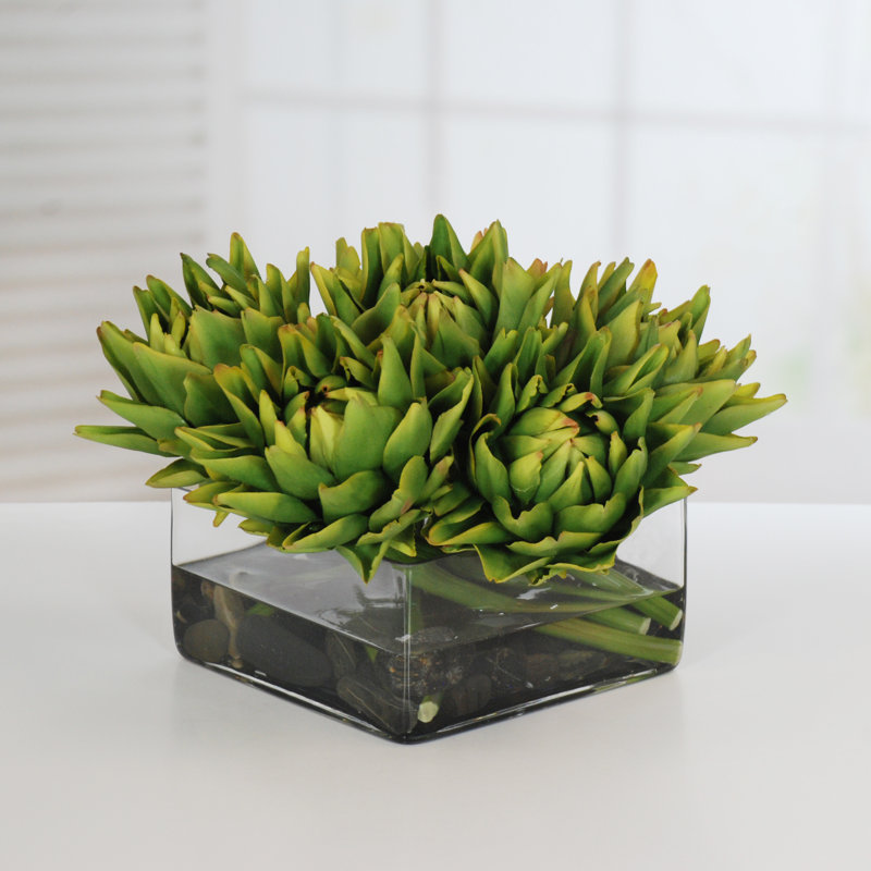 Artichoke Floral Arrangement in Glass Vase