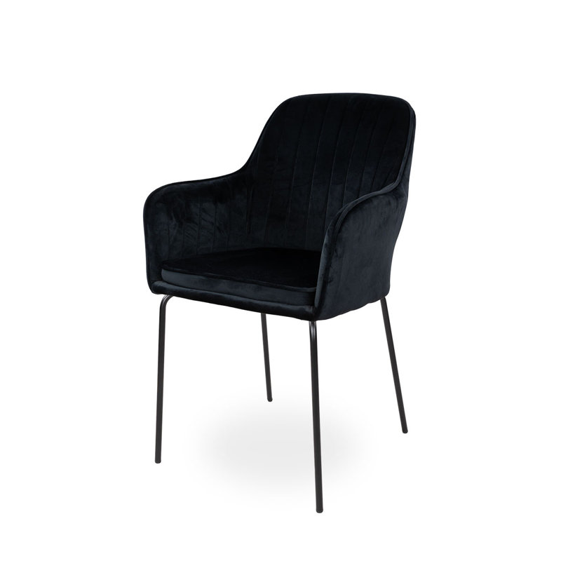 Orestes 45cm H Tufted Velvet Upholstered Armchair, Black, Black