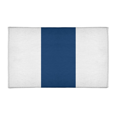 Tapis bleu marine/blanc rayé