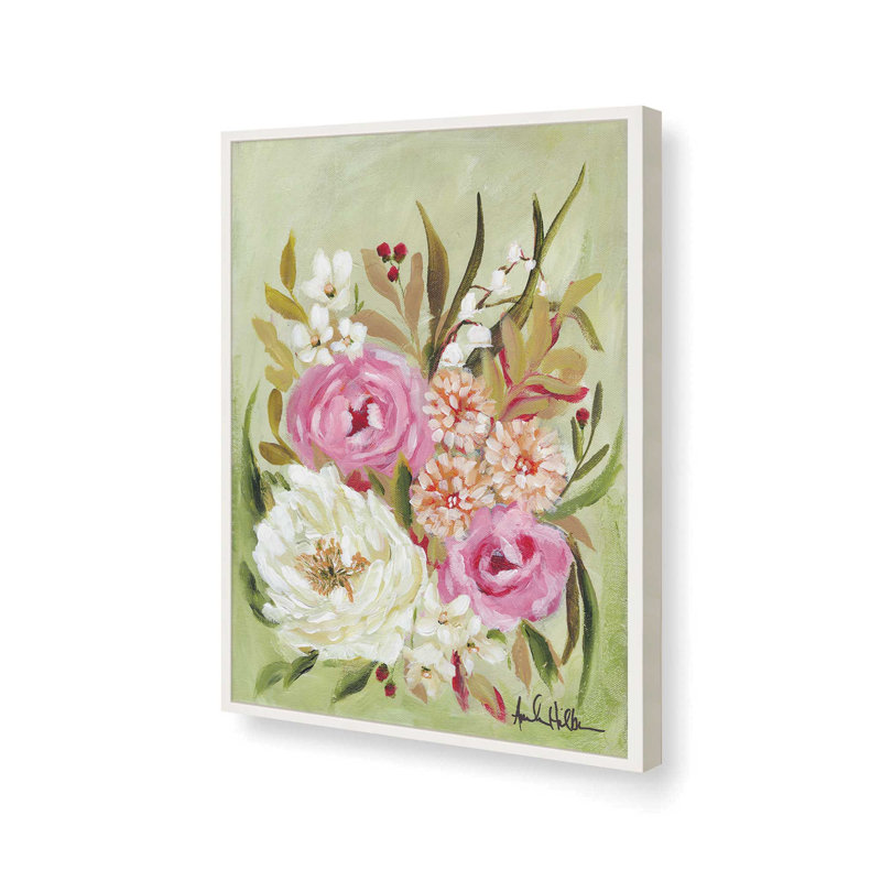 «Boho Bouquet II» par Amanda Hilburn, reproduction d'art, L 24 po x H 32 po, Impression encadrée, Blanc