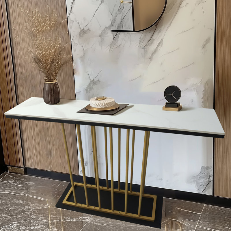 Aketza 30cm Stone Top Console Table, White