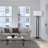 58-Inch Floor Lamp, Matte Black Lampshade, White Linen Rectangular Lampshade, Modern Geometric Hollowed-Out Design, E26 Lamp Base